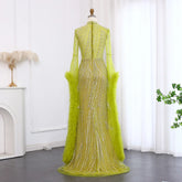 Halter Neck Mermaid Evening Dress with Cape Sleeves